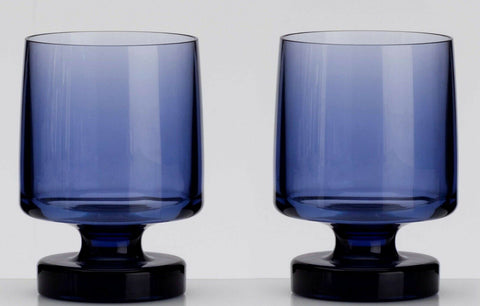 2pk blue heavy base stacking goblets