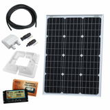 60W 12V dual battery solar charging kit with 10A controller, mounting brackets and cables