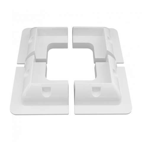 Set of 4 lightweight white plastic corner mounting brackets for campervan, caravan, motorhome, boat or any flat roofs and surfaces