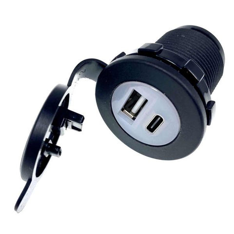 Compact Double USB Type A and C Charging Socket