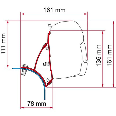Fiamma F45 Bracket for VW T5/T6 Transporter poptop RHD - Deep Black