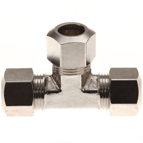 3/8" Compression Tee Nickel Plated Brass