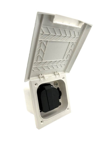 White Multi-use Outlet Box Motorhome awning power 240v 12v Tv Sat