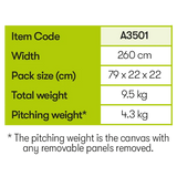 Quest Falcon 260 poled porch awning