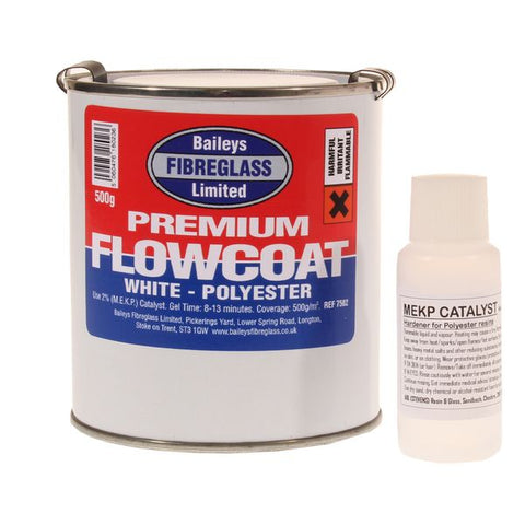Baileys Fibreglass Flowcoat / Topcoat Brilliant White 500g