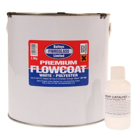 Baileys Fibreglass Flowcoat / Topcoat Brilliant White 2.5kg