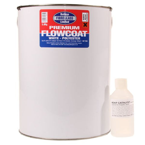 Baileys Fibreglass Flowcoat / Topcoat Brilliant White 5kg