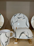16pc Grey Swirl melamine dinner set