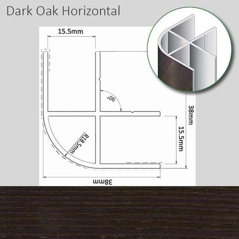 Corner Profile Dark Oak Finish 38 x 38 x 2200mm