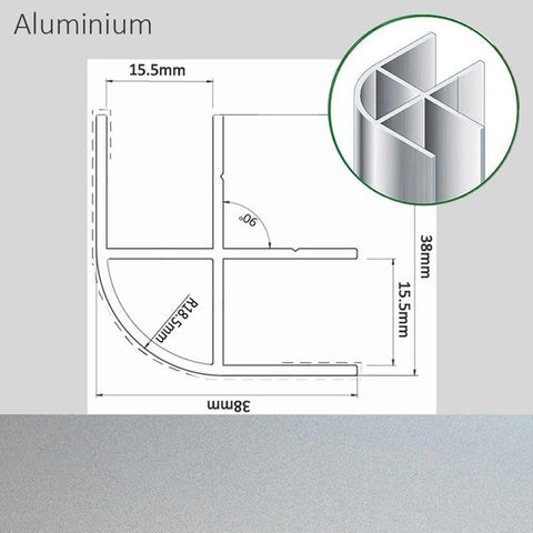 Corner Profile Aluminium Finish 38 x 38 x 2200mm
