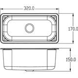 Liberty Max stainless rectangular sink + Seal + P21D (no glass lid)