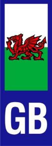 W4 Gb Number Plate Cymru Upright Sticker Welsh Dragon