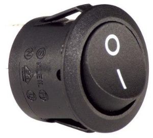 W4 250V Round Single Pole Rocker Switch On/Off Black
