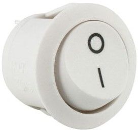 W4 250V Round Single Rocker Switch On/Off White