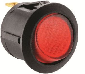 W4 12V Round Single Pole Rockeron/Off Illuminated Red