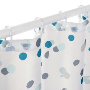 SHOWER CURTAIN WHITE & GREEN DOT