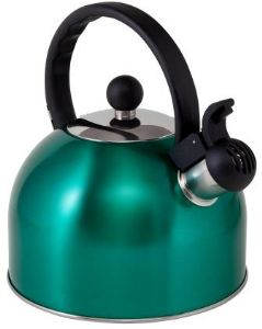 Via Mondo 2L Turquoise Stainless Steel Whistling Kettle Camping Caravan Motorhome