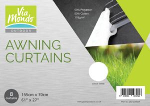 VIA MONDO AWNING CURTAINS 155 X 70CM (8) WHITE
