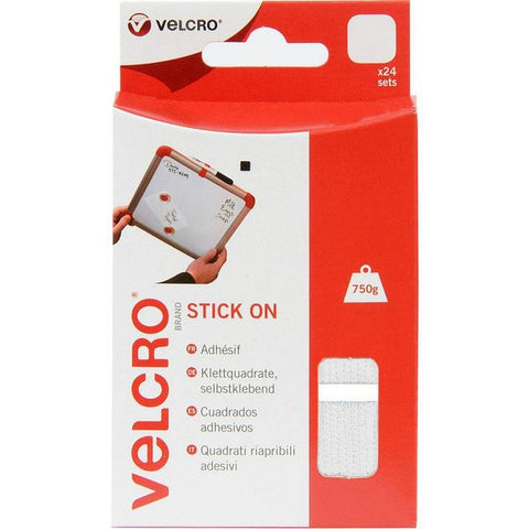Velcro¨ Brand Stick On Squares 25mm x 24 White