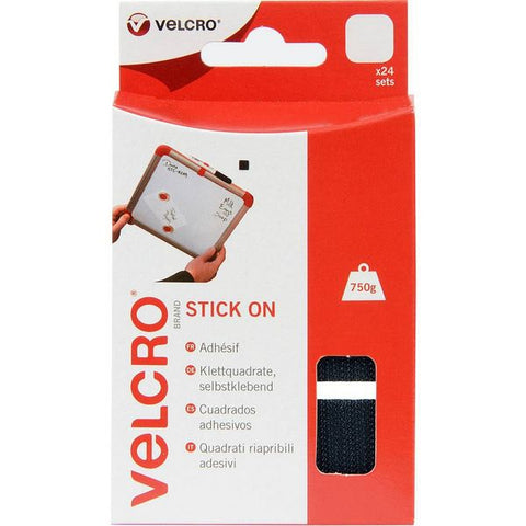 Velcro¨ Brand Stick On Squares 25mm x 24 Black