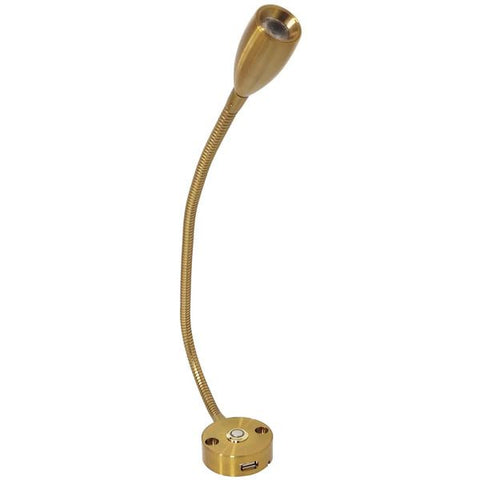 Long Neck Brass LED Reading Light (Cool White / Touch Dimmable / USB)