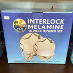 16pc Grey Swirl melamine dinner set