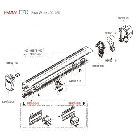 Fiamma F70 Right Hand End Cap White (98673-131)