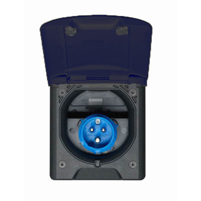 Fawo Flush Mains 240V Inlet With Magnetic Closing Flap Black