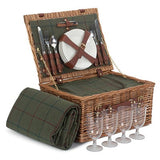 4 Person Classic Green Tweed Fitted Hamper