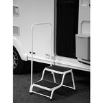 Double step with handrail in caravan white