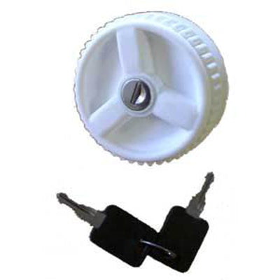 Locking Cap For Filler White C/W Cylinder + Keys-