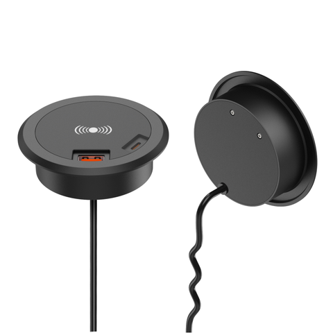 15W Wireless Charger  2X USB Port Black