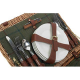 4 Person Classic Green Tweed Fitted Hamper