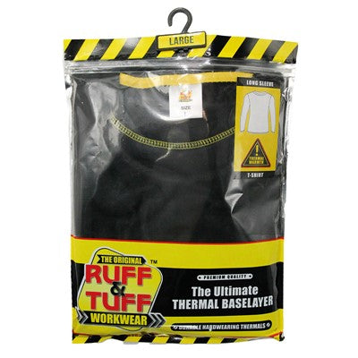 Mens Rough And Tough Thermal Long Sleeve Black Shirt (Mixed Sizes)