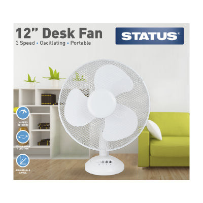Status 12 White Desk Fan