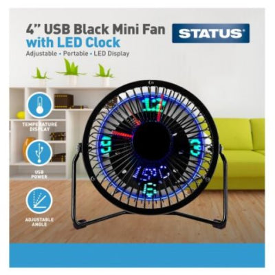 Status 4 USB Mini Clock Fan 4 pack