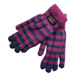 Ladies striped thermal insulated gloves (assorted colours)