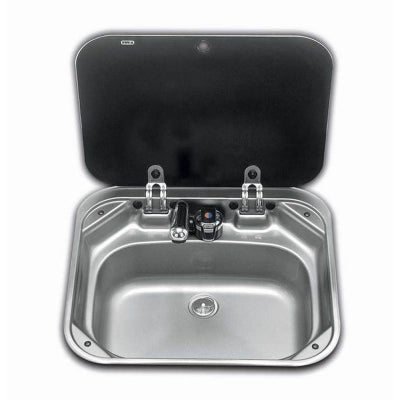 Dometic Smev square sink with black glass lid