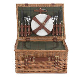 4 Person Classic Green Tweed Fitted Hamper