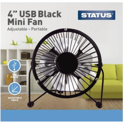 Status 4 USB Mini Fan Black (4 pack)