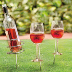 Garden Picnic Wine Bottle & x2 Glass Holders Festival Camping