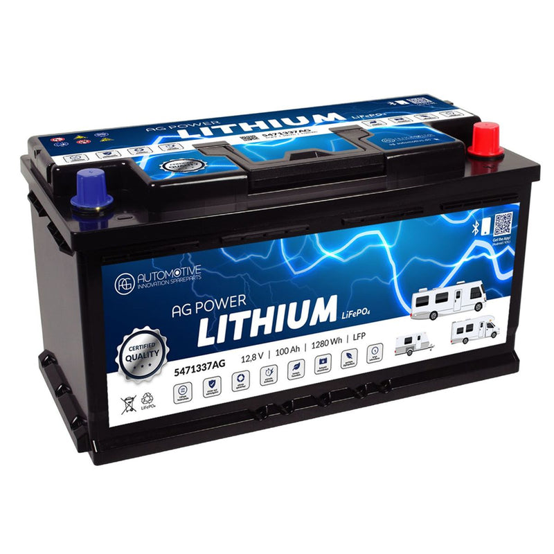 SOEC 12V 100Ah LiFePO4 Battery with Bluetooth, Heating, Active equalization, Built-in Smart 100A BMS-Backup Power for Home
